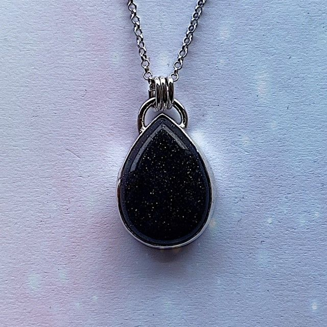 Silver and Blue Sandstone Teardrop Pendant