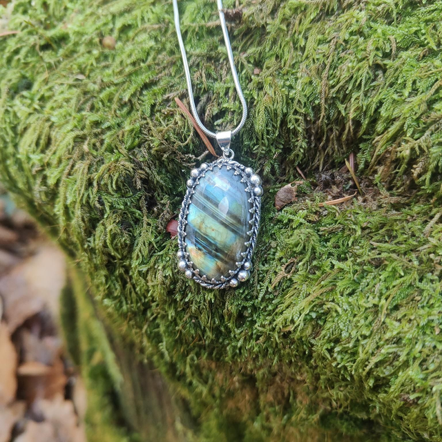 Pendentif Argent Massif et Labradorite