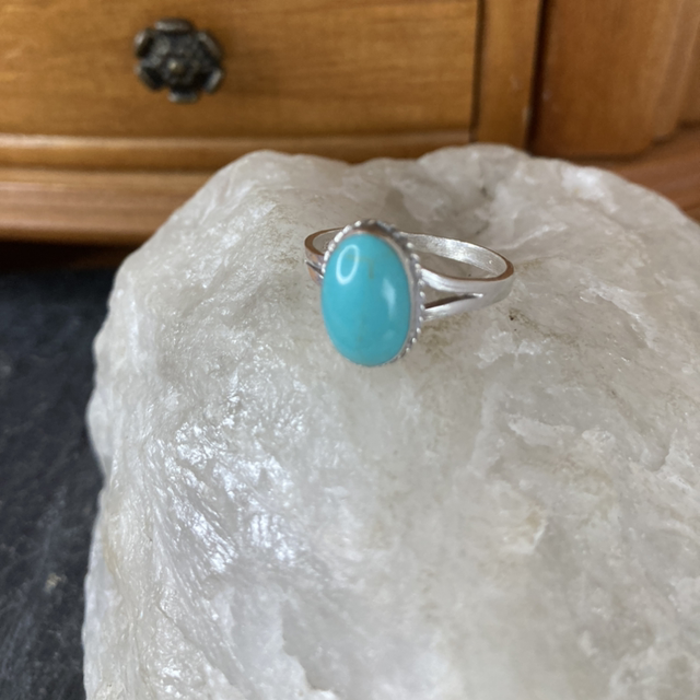 Turquoise Howlite Gemstone Ring | Sterling Silver | Size Q