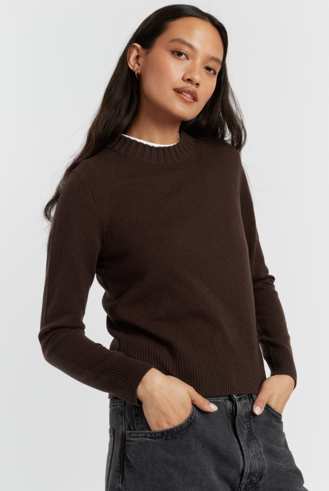 Chocolate Chinti &amp; Parker Wool/Cashmere Crew Neck Sweater 
