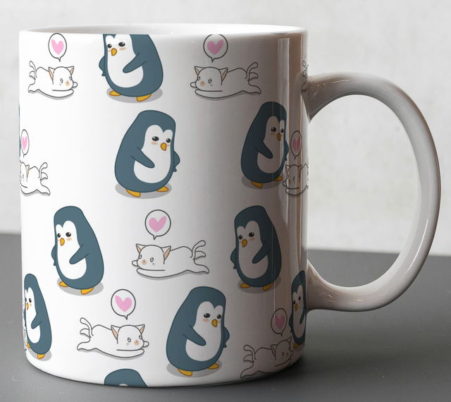 Penguin &amp; Cat Mug 