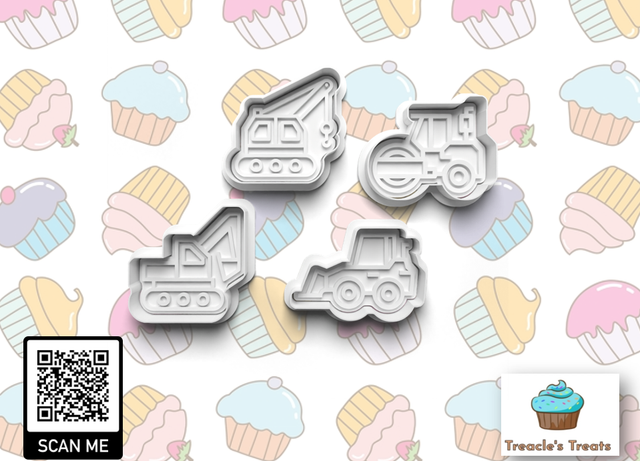 Construction Vehicles Fondant/cookie stamps with cutters