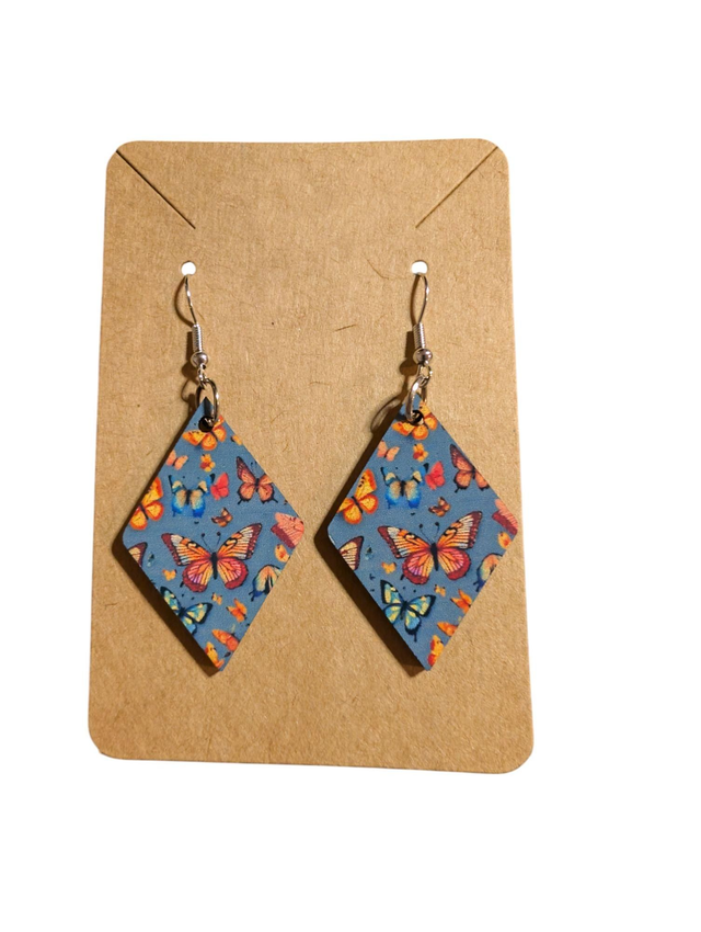 N°19 Boucles d'oreilles losange fantaisie hypoallergénique 