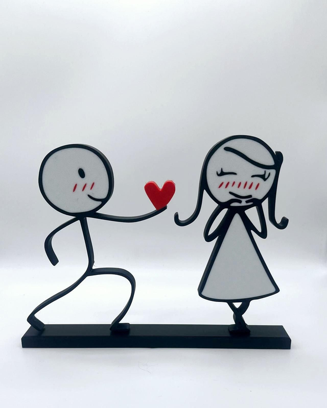 615. Stick figure couple I love you 3D print 