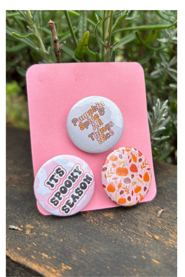 Autumnal Mix - 25mm Button Badges x 3