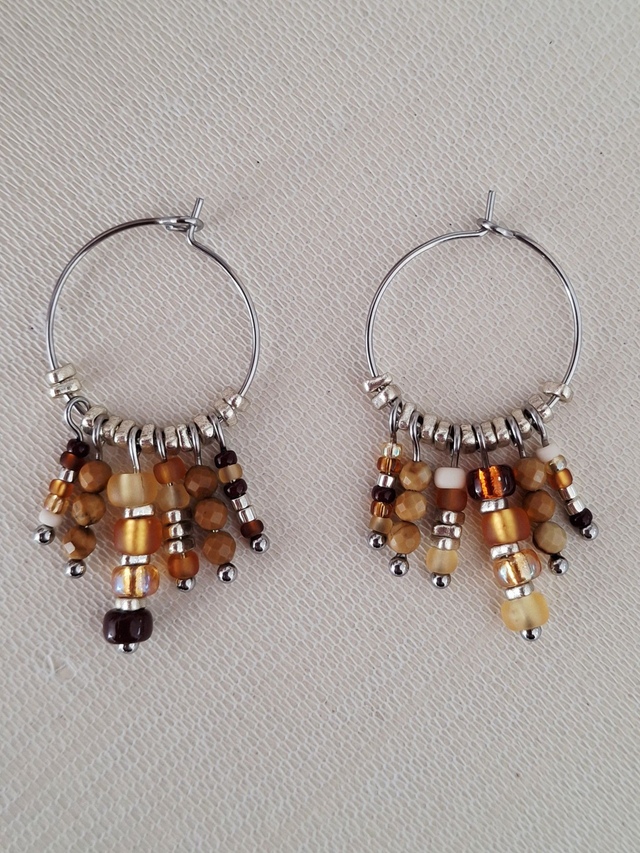 Créoles Osiris - brun beige argenté