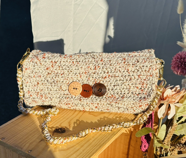 Pochette Double “Boutons d’Été” – Fait main au crochet