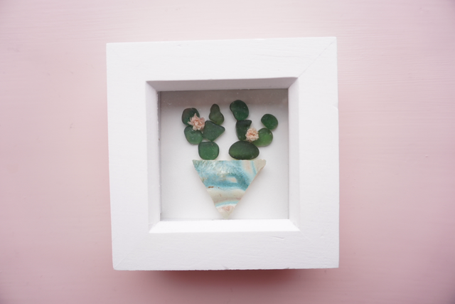 Small sea glass frame #004