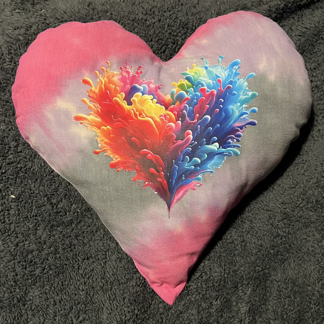 Hand tie dye cushion paint heart