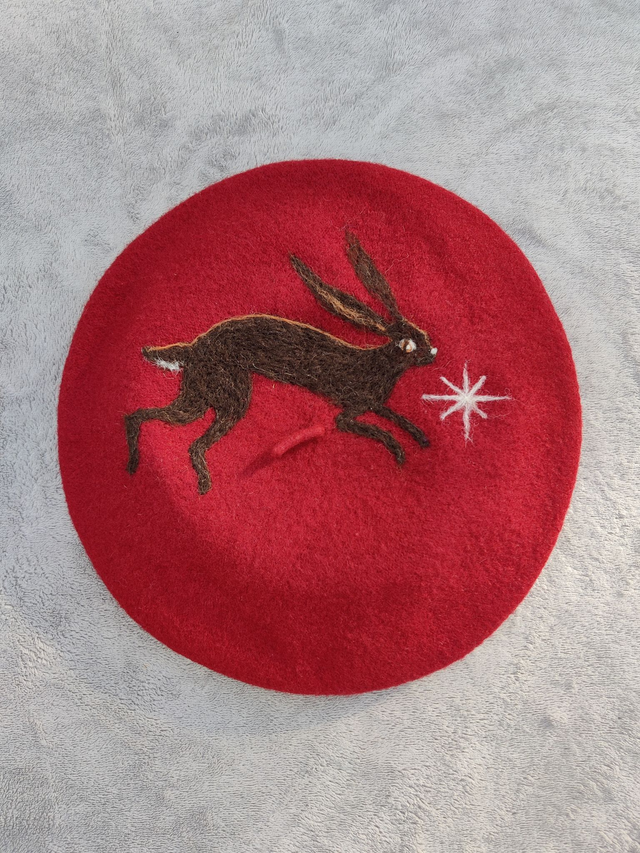Hare and Star // Upcycled Beret