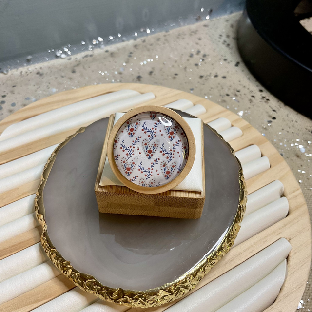 Handmade brooch with red and white heart design. Beautiful Christmas gift.