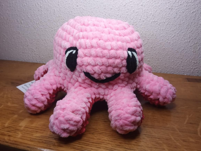 Poulpe réversible en peluche – Rose & Rouge – Humeur joyeuse ou boudeuse