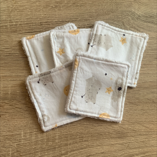 Lot de 5 lingettes lavables