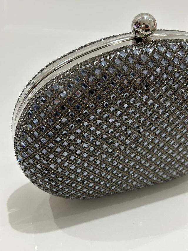  CLUTCH OVAL CRISTAIS COM 2 ALÇAS CHUMBO (FSS-70)