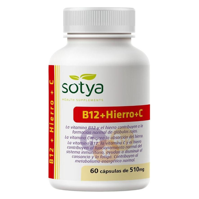 Vitamina B12 Hierro Vitamina C 510mg 60caps Sotya
