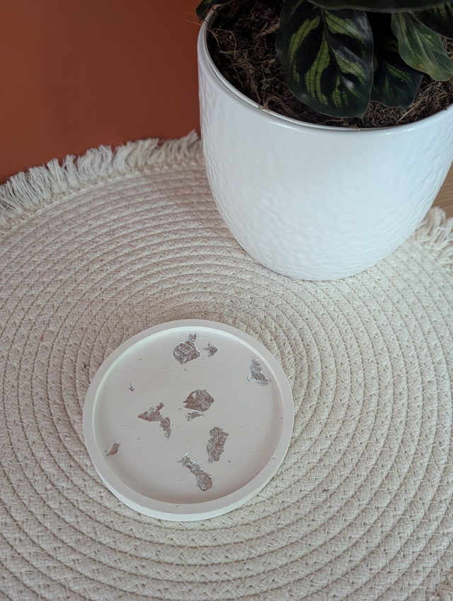 plateau rond bijou blanc/argent