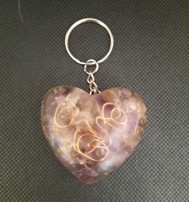 Mini coeur de poche Améthyste / Quartz rose