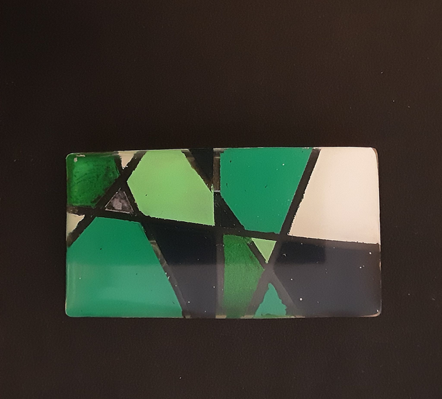 Broche rectangle moyen collection Vitrail camaïeu de vert