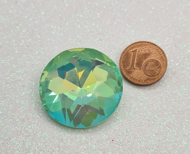 Fancy Chaton, Green Mocha AB, 27mm