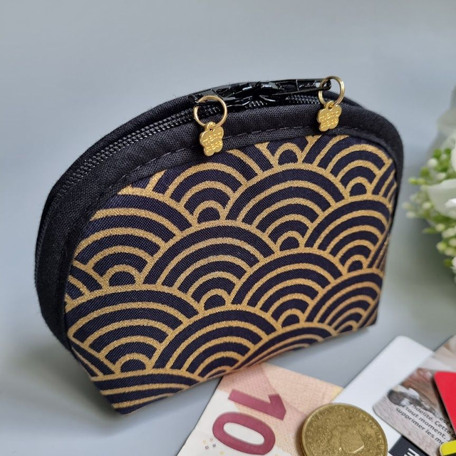 Porte-monnaie arrondi "Nami" noir doré