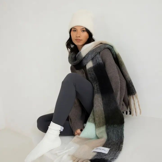 Arctic Fox 100% Recycled Scarf - Black Check