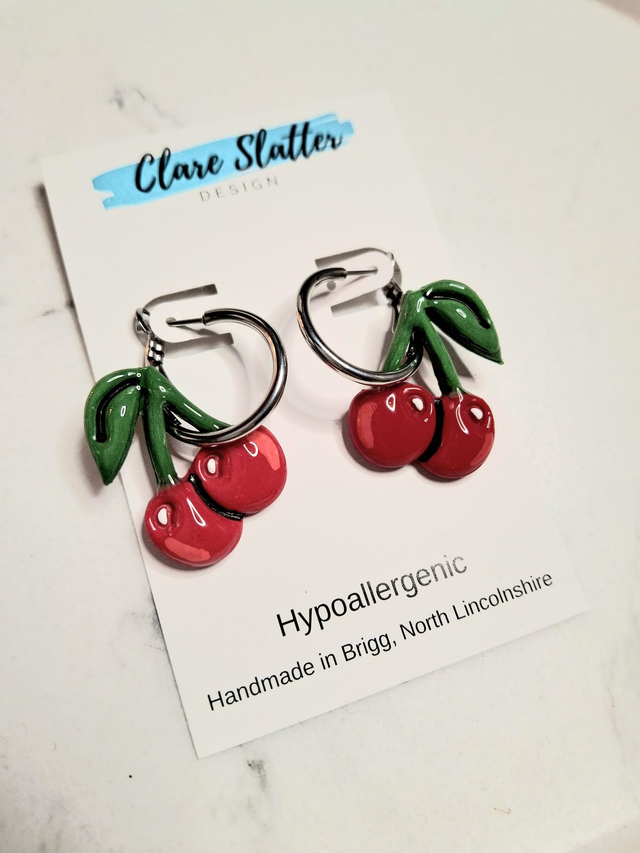 Handpainted Cherry 🍒 hoops
