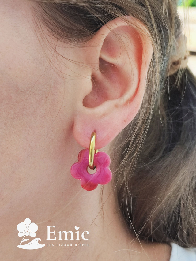 Pampilles Bicolores - Flora🌸 — Rose & rouge - Résine Epoxy