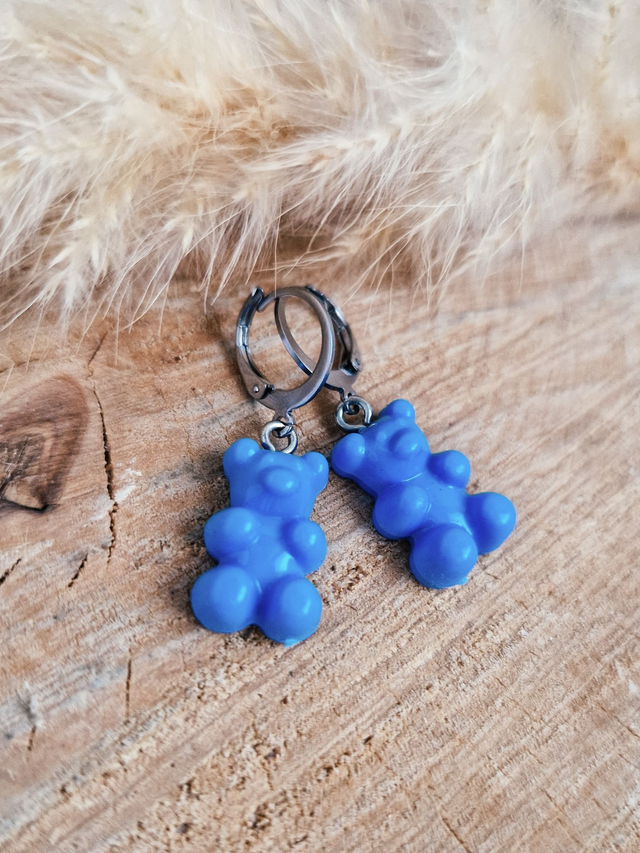 Boucles d'oreilles "Oursons" - Modèle bleu