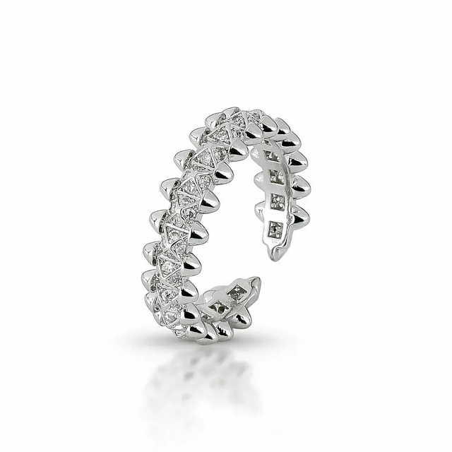 Anel Zircônia Pontas Cravejado N.15 - Ródio