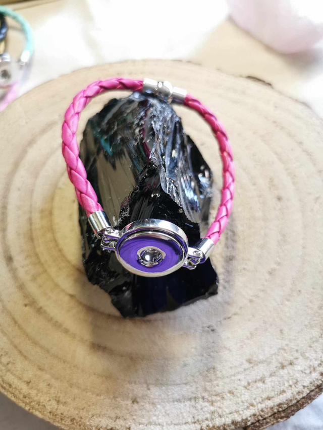 Bracelet cuir rose vif tressage simple