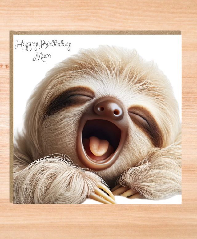 Personalised Extra Large Sloth Birthday Card - 8x8