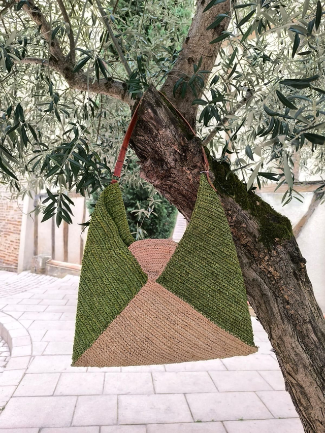 Sac cabas couleur triangle vert 