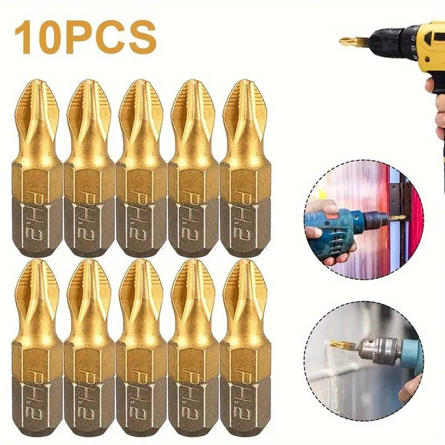 10 Embouts de tournevis antidérapant et résistant aux chocs en alliage de titane