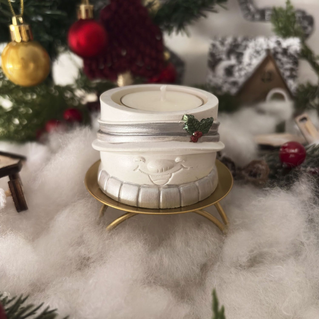 Portavelas "Muñeco de Nieve" Artesanal [Últimas piezas]