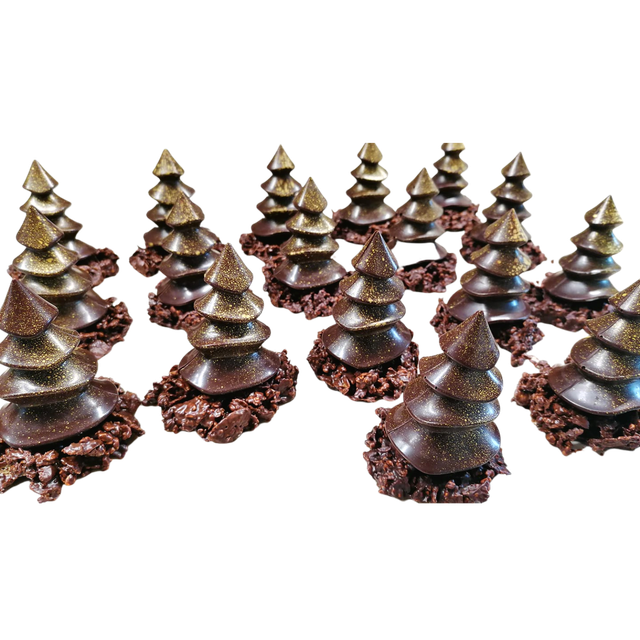 Sapin en chocolat rose des sables