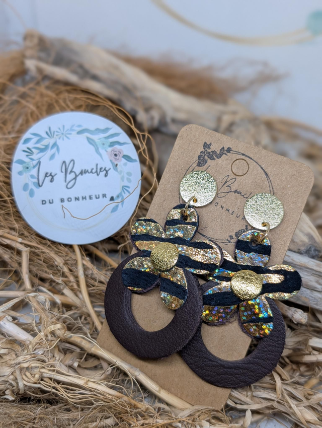 Boucles d'oreilles Baby Marguerite zèbre bm1110