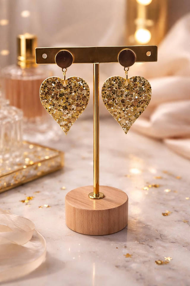 Boucles d'oreilles cœur- Collection Champagne