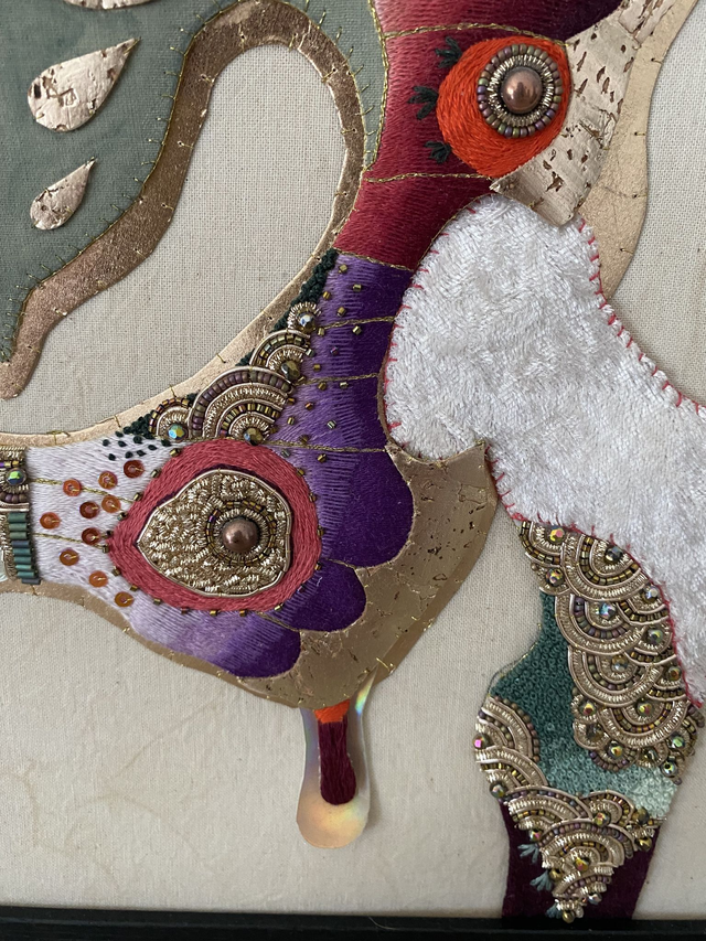 Tableau pelvis bordeaux vert