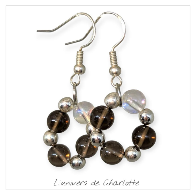 Boucles d'oreilles"Quartz fumé" BO-079