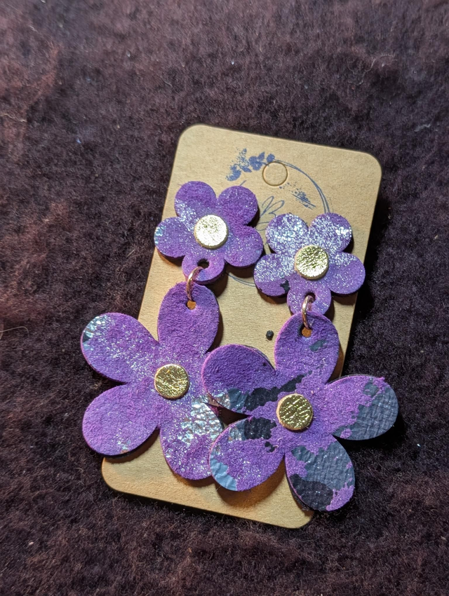 Boucles d'oreilles Marguerite violet m013