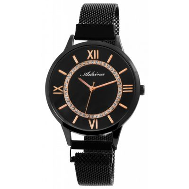 montre marque Adrina femme bracelet magnétique noir