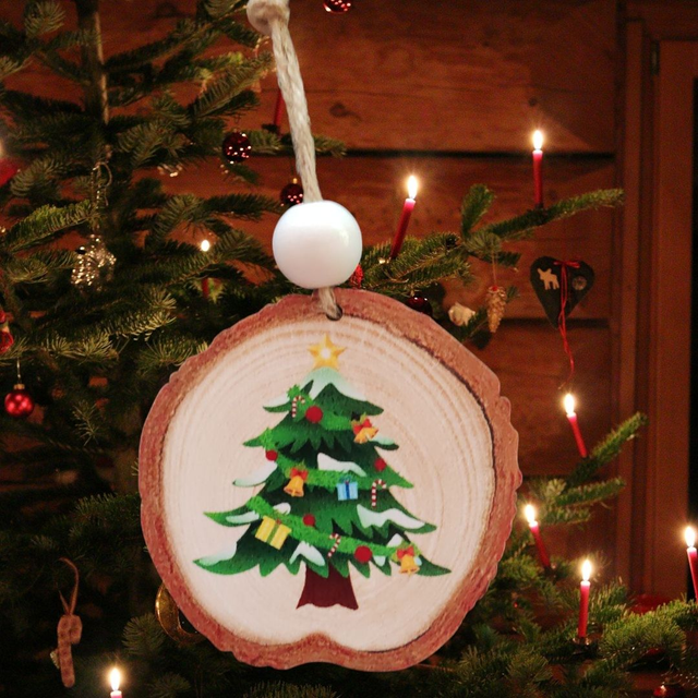 Wood Slice Festive Christmas Hanging – Write Your Own Message