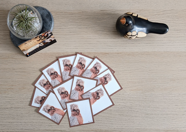 Portrait Cacatoès  Mini Exlibris Soft Touch, format 6,5x6,5 cm