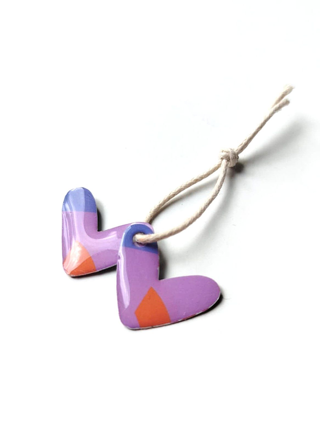 Pampilles Upcyclées Réversibles en Cartes et Papier Recyclés pour créoles - Cœur Géométriques