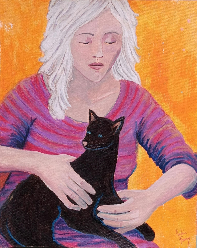femme au chat