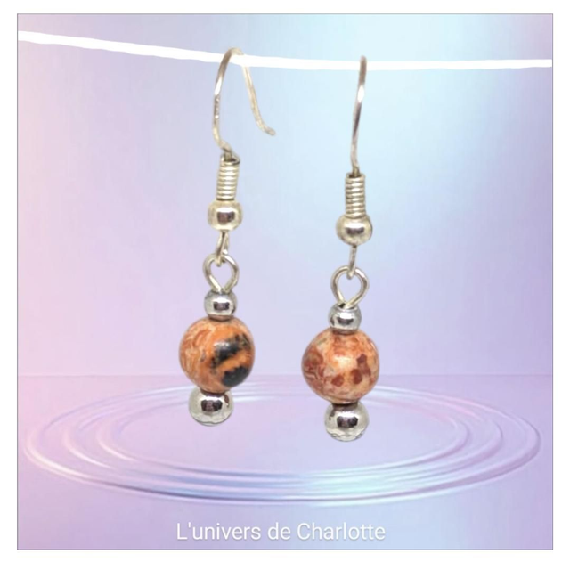 Boucles d&#039;oreilles &quot;Jaspe léopard&quot; BO-047