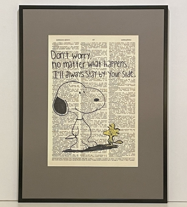Donˋt worry - bedruckte Buchseite gerahmt 	