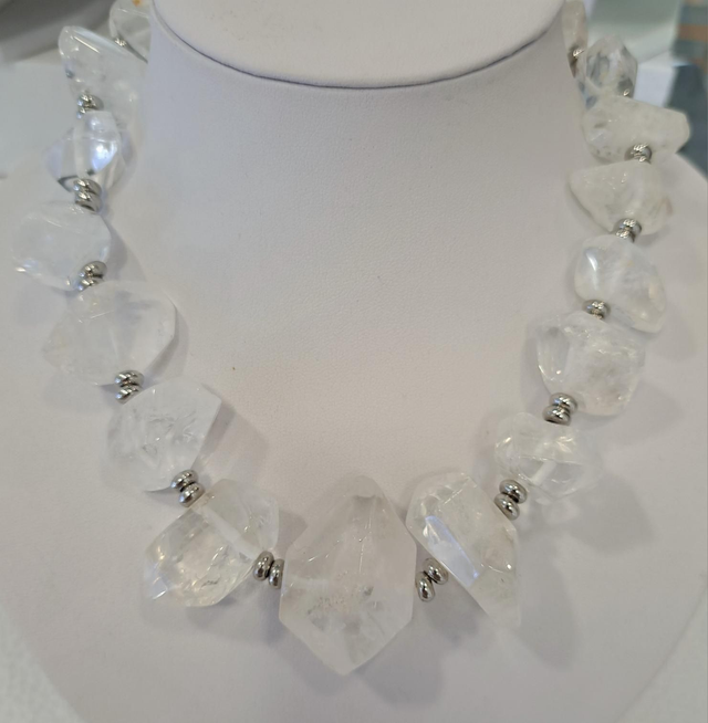 Collier Quartz acier hypoallergenique 