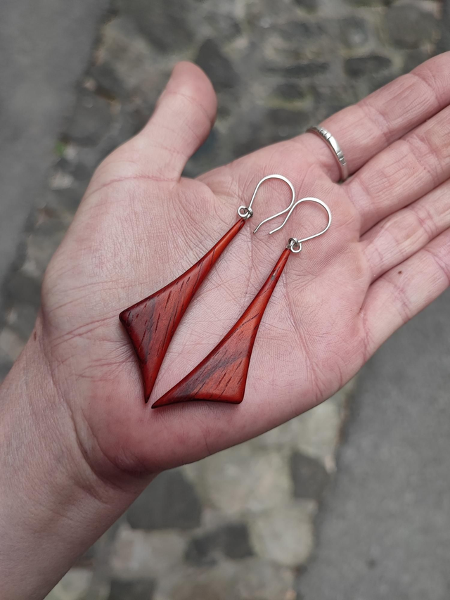 Boucles d'Oreilles en Bois de Padouk et Argent