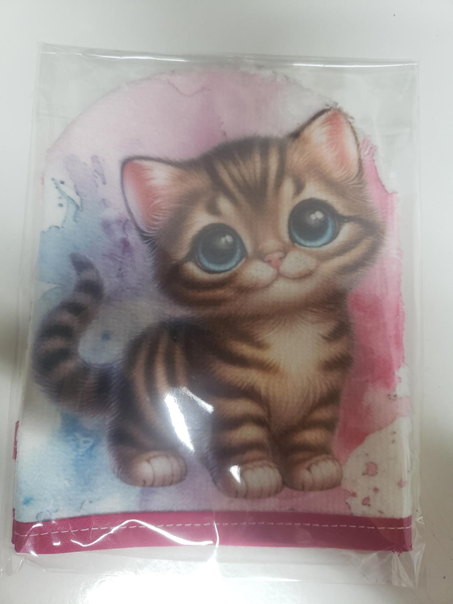 Gant de toilette chat artisanale 